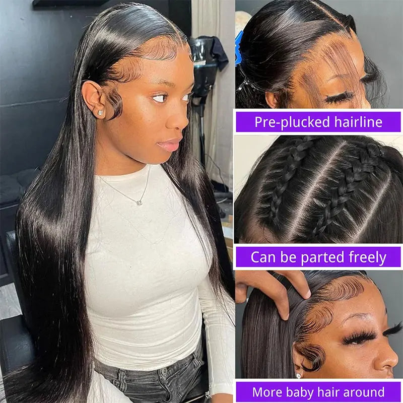 Malaysian Human Hair Bone Straight HD Glueless Lace Front Wig