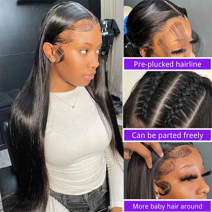 Malaysian Human Hair Bone Straight HD Glueless Lace Front Wig